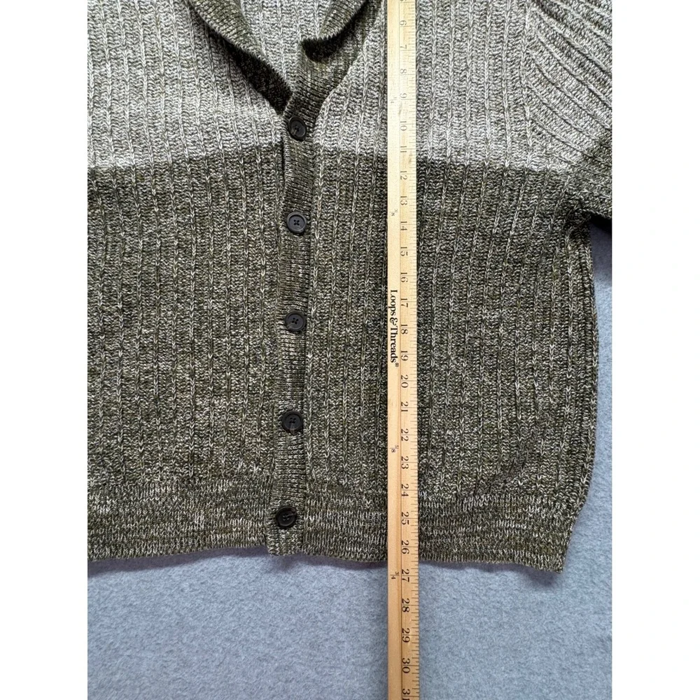 Goodfellow & Co Mens XL Shawl Collar Cardigan Sweater Green Beige Knit